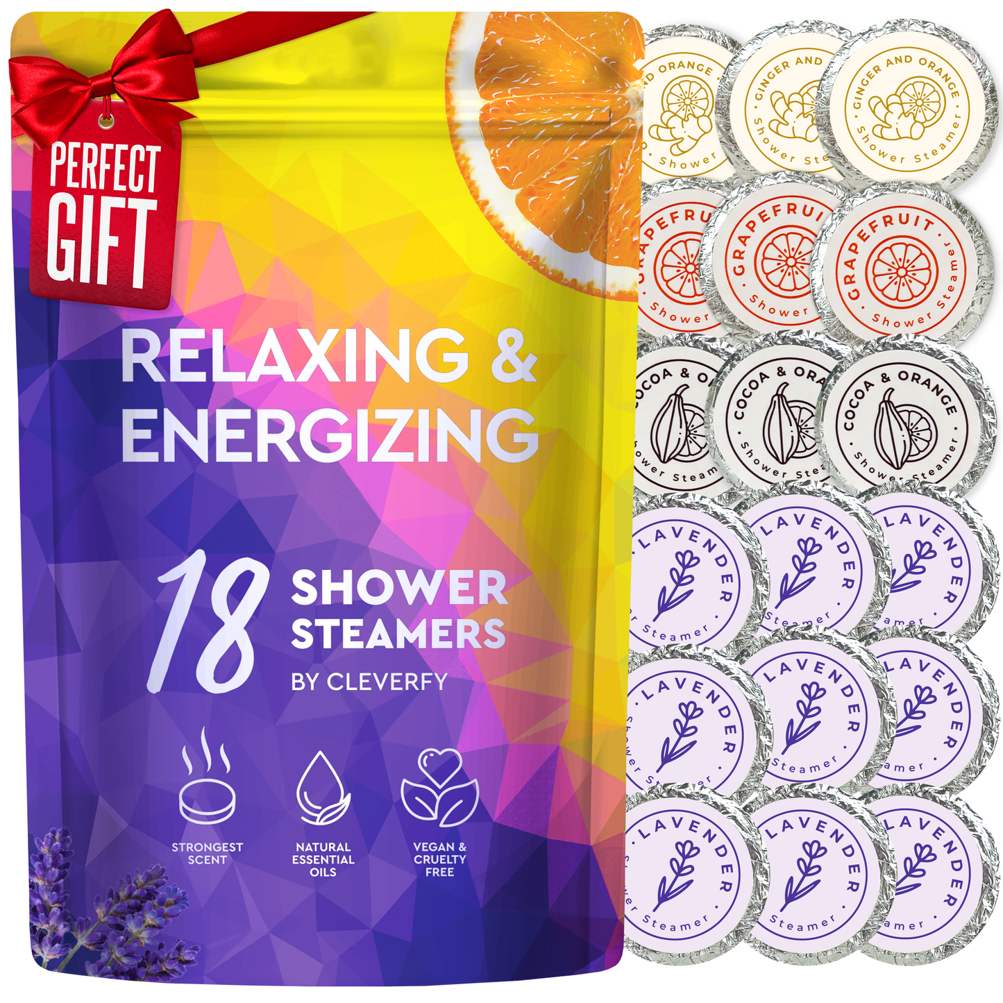 Cleverfy Relaxing & Energizing Megapack of 18 Shower Steamers