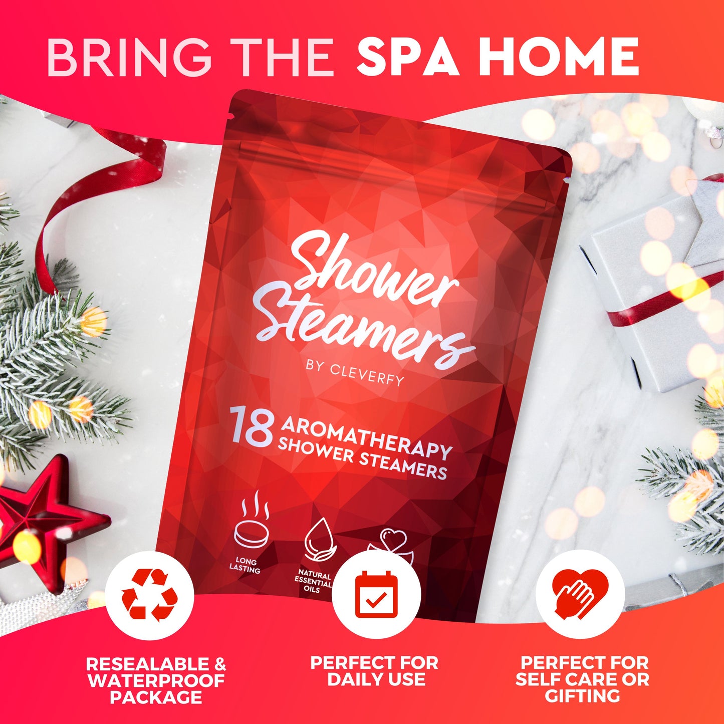Cleverfy Red Megapack of 18 Shower Steamers