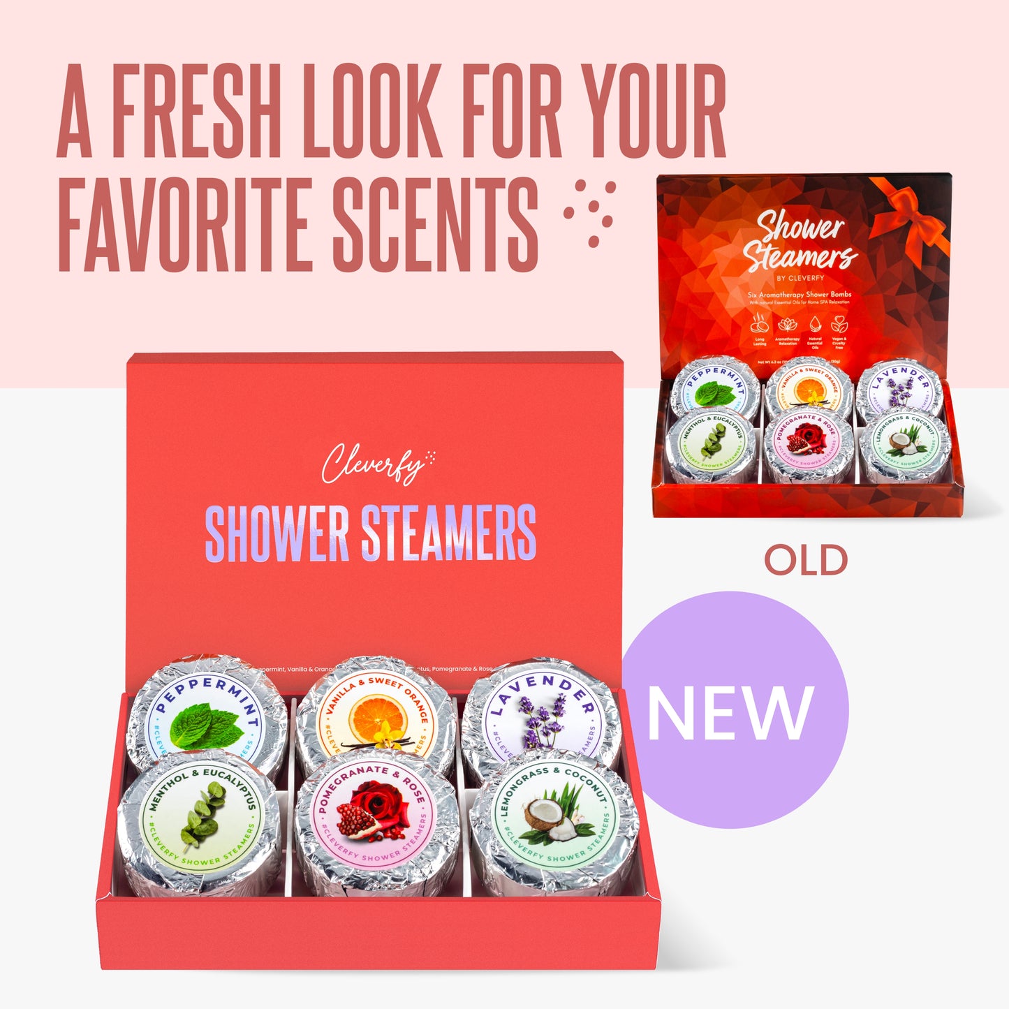 Cleverfy Red (Mini) Gift Set of 6 Shower Steamers