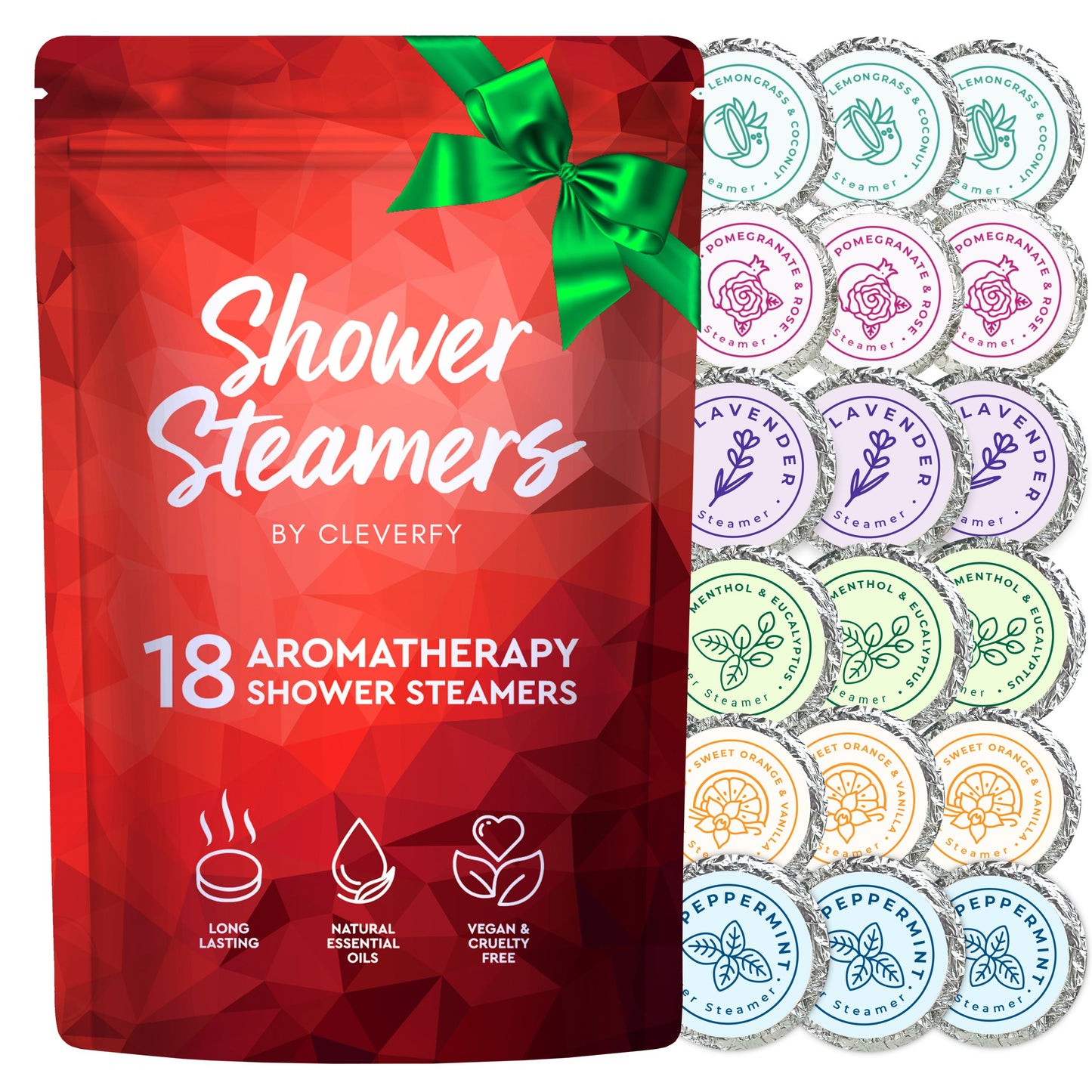Cleverfy Red Megapack of 18 Shower Steamers
