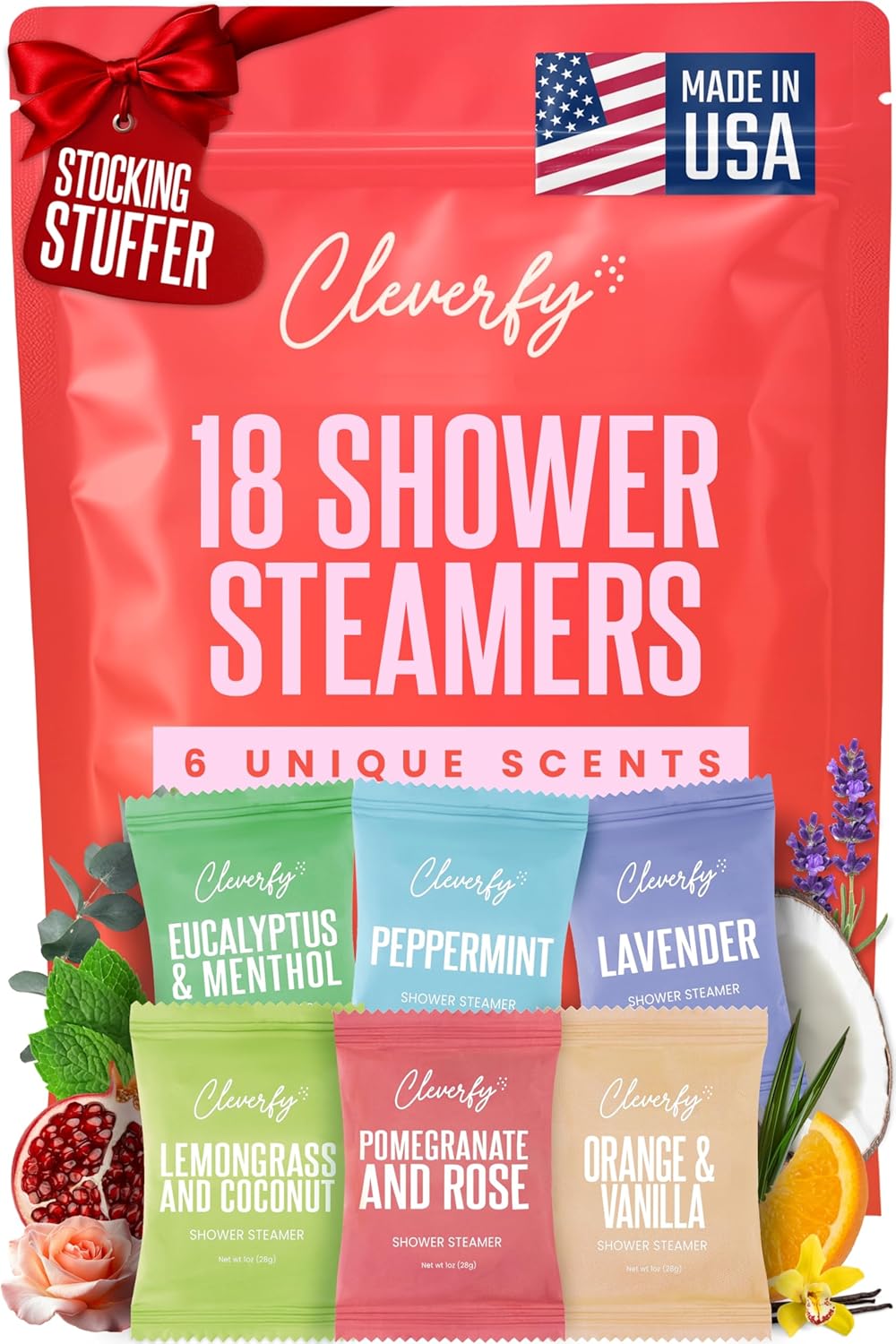 Cleverfy Red Megapack of 18 Shower Steamers