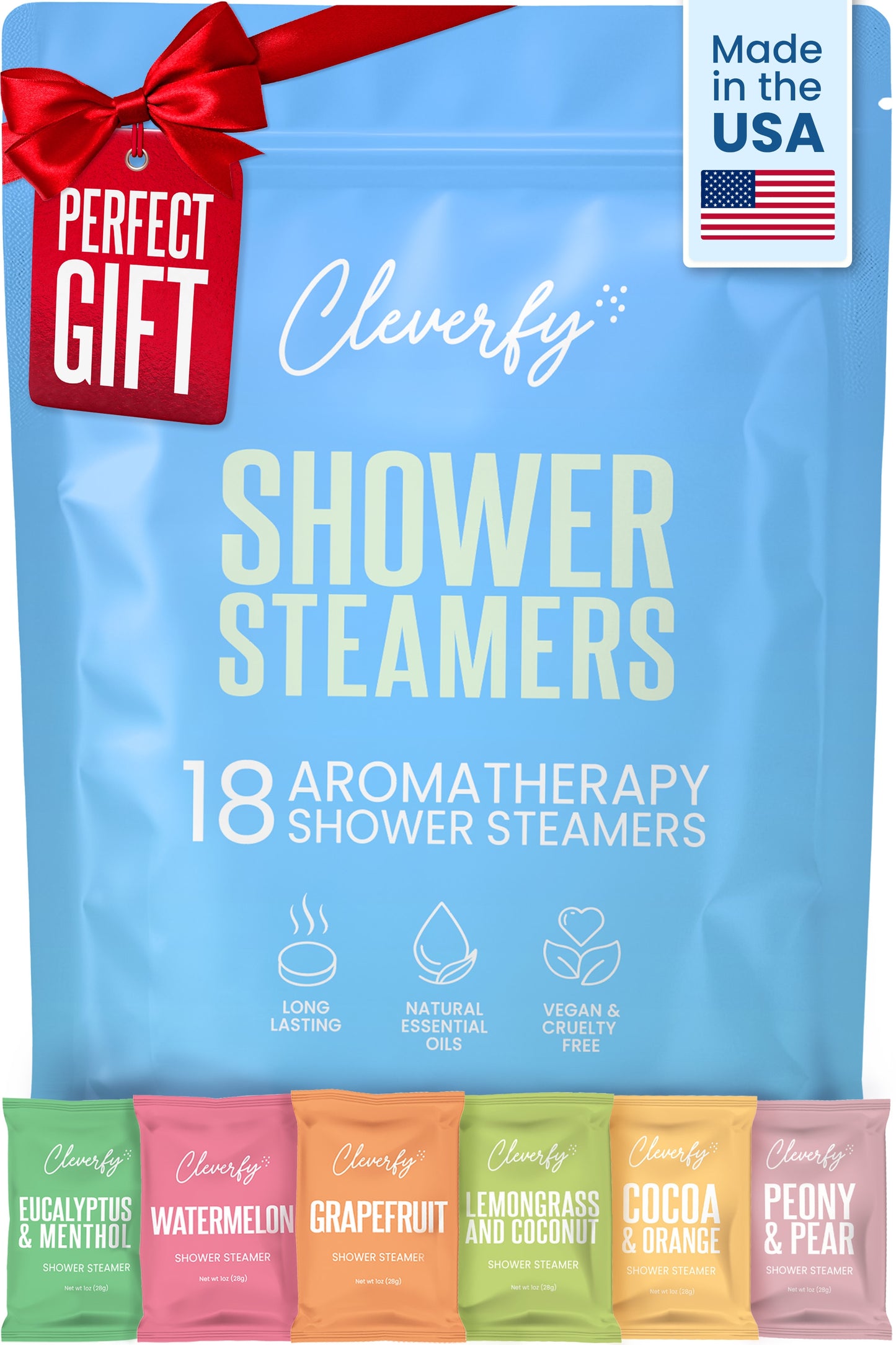 Cleverfy Blue Megapack of 18 Shower Steamers