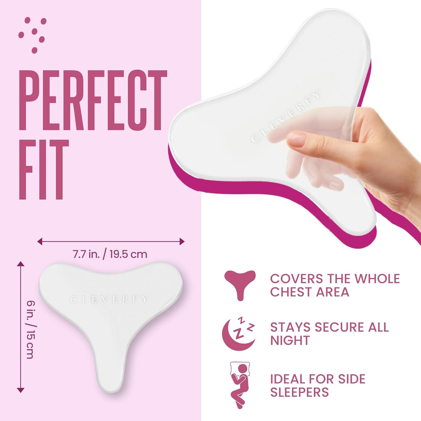 Cleverfy Anti-Wrinkle Silicone Chest Pads | 2 Pack T-shape