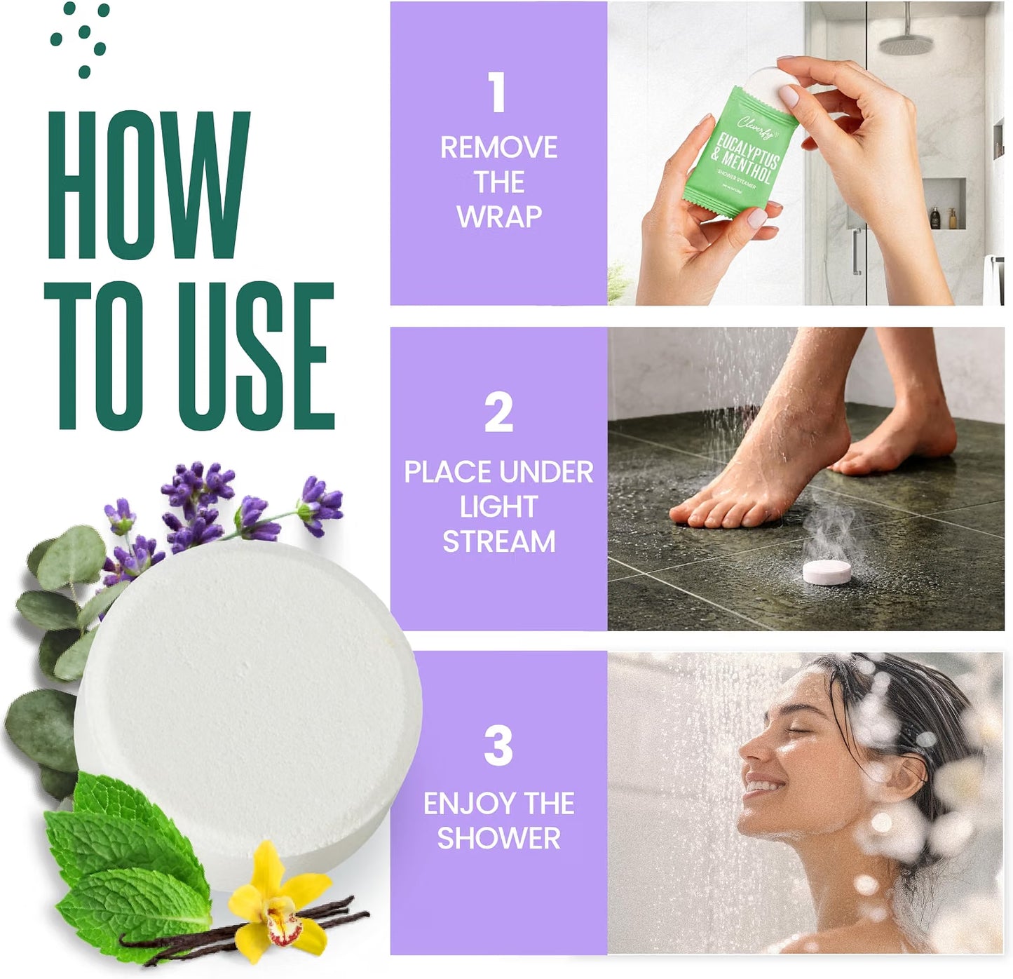 Cleverfy Purple Gift Set of 6 Shower Steamers