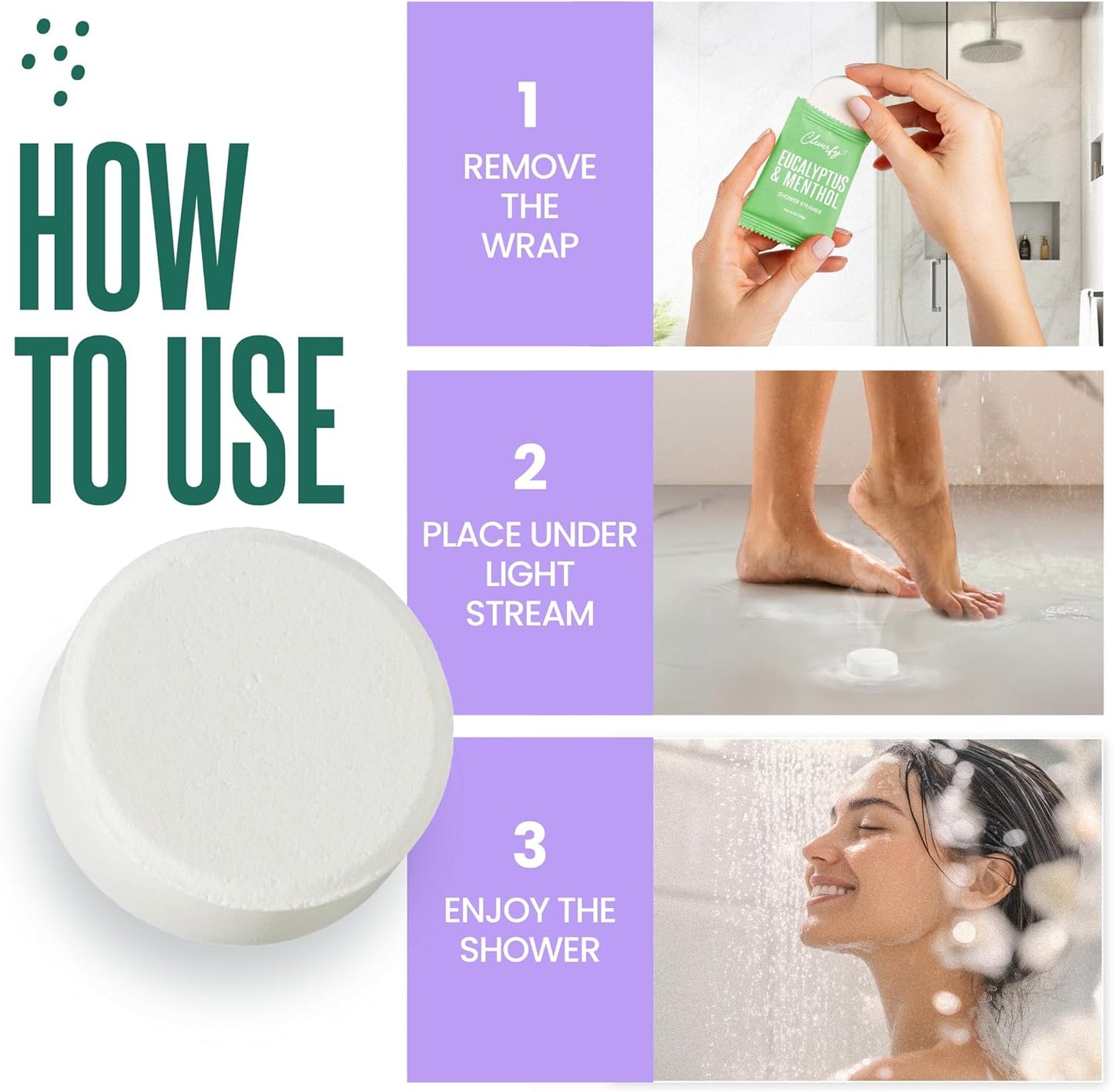 Cleverfy Purple Gift Set of 6 Shower Steamers