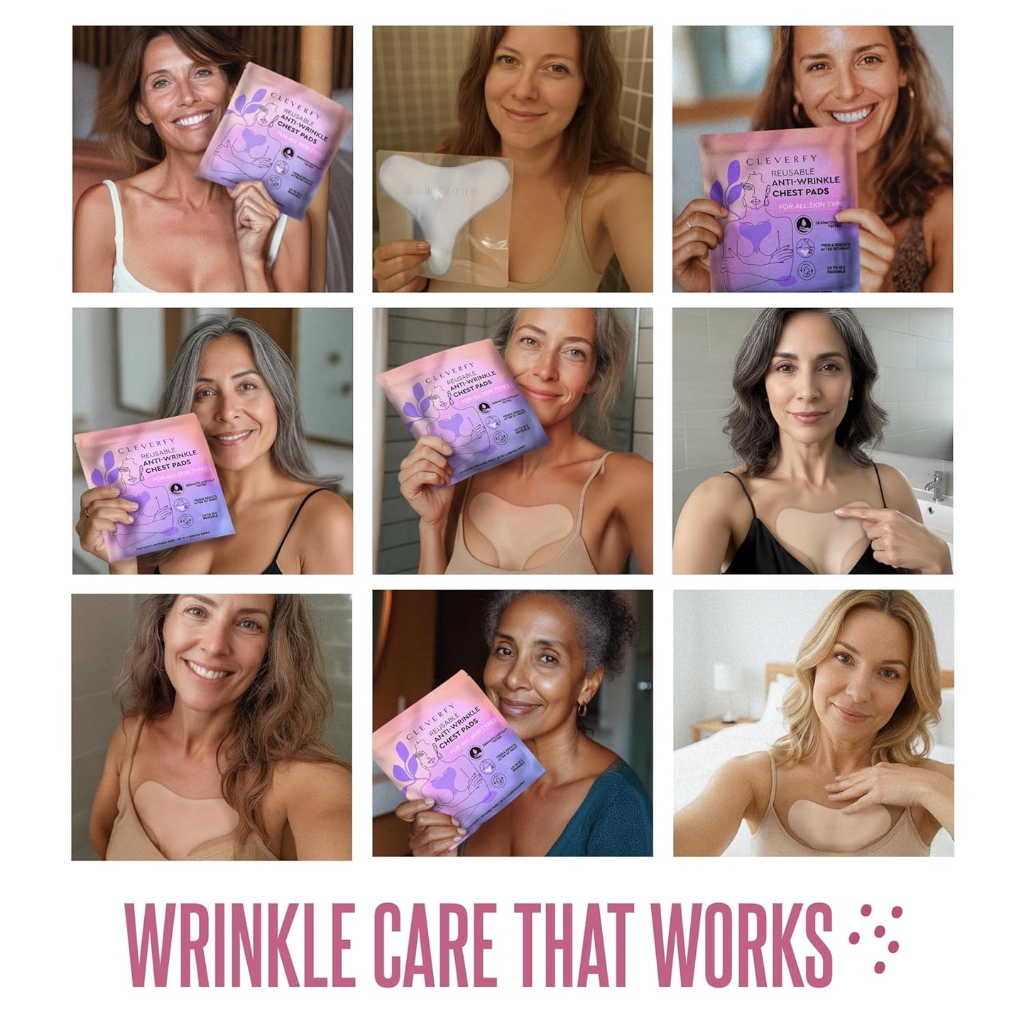 Cleverfy Anti-Wrinkle Silicone Chest Pads | 2 Pack T-shape