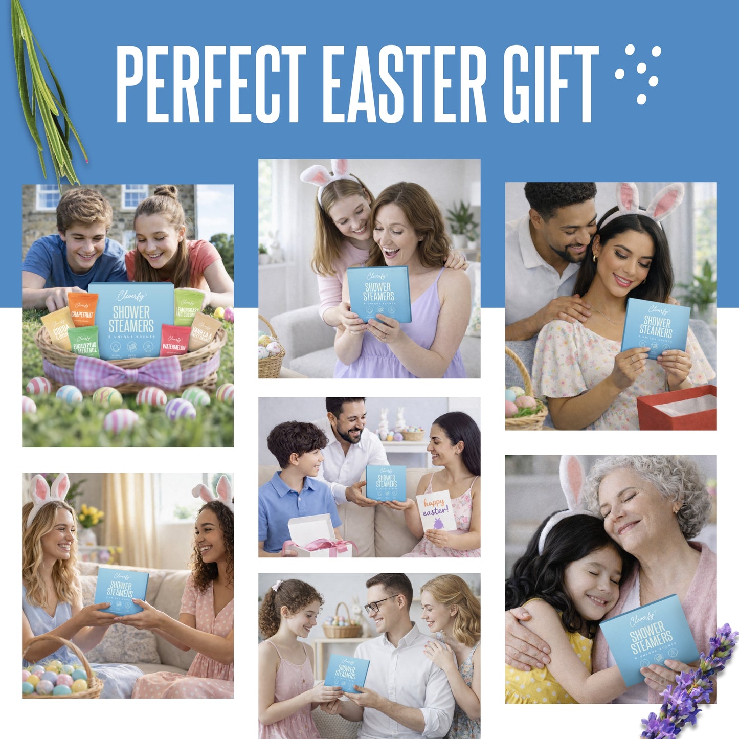 Cleverfy Blue Gift Set of 6 Shower Steamers