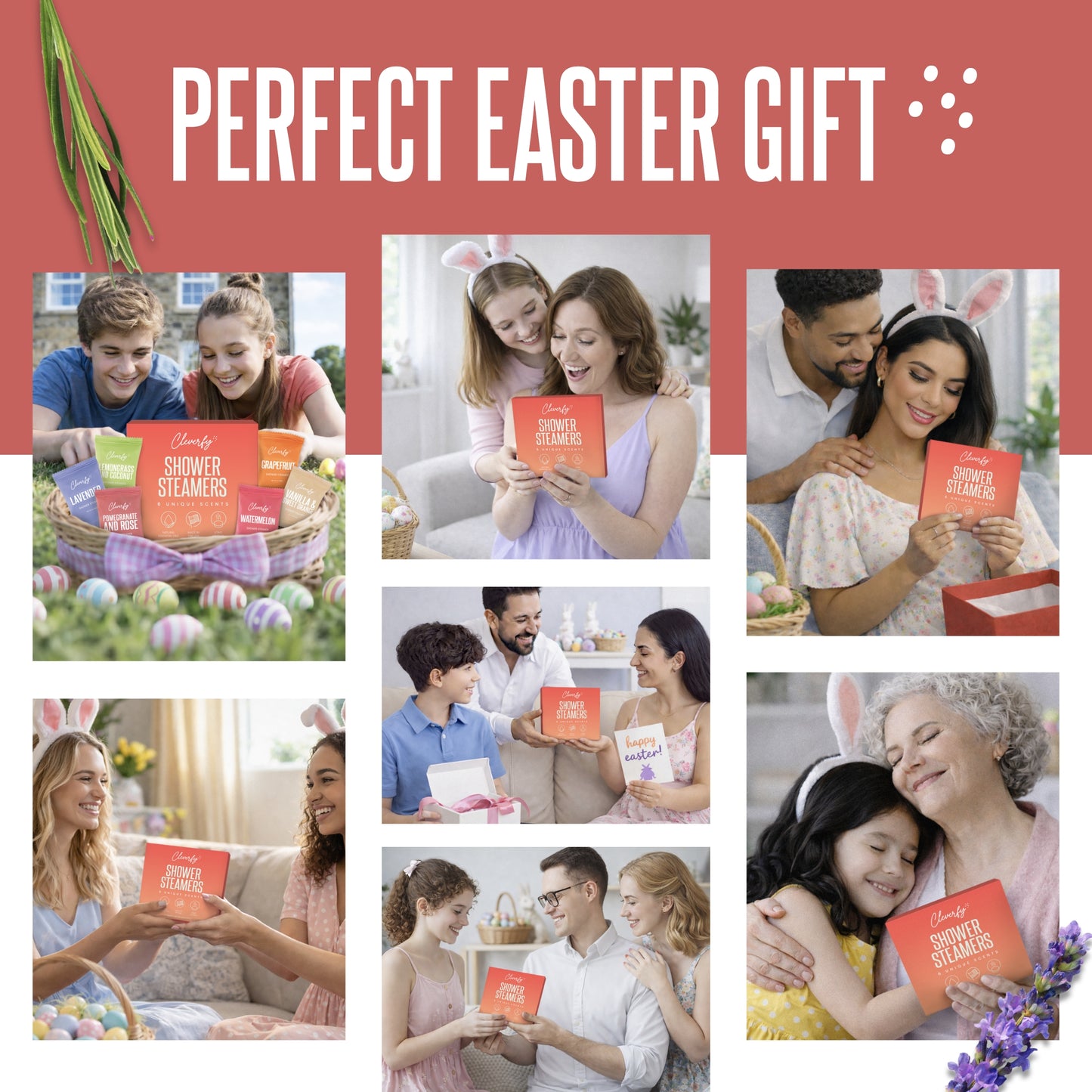 Cleverfy Red Gift Set of 6 Shower Steamers