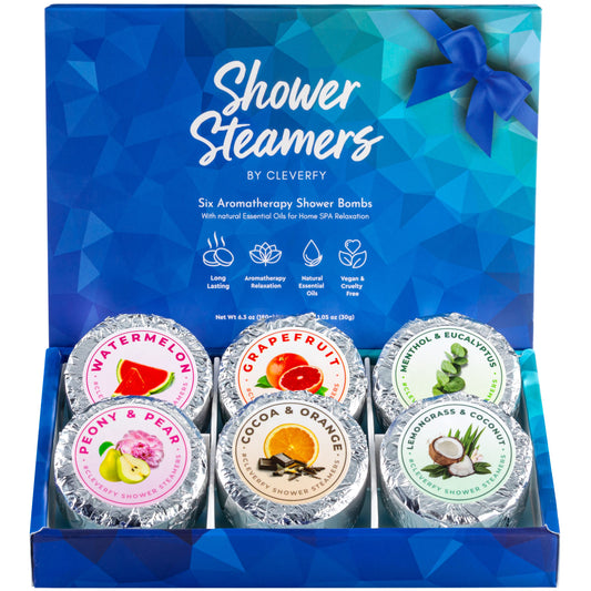 Cleverfy Compact Blue Gift Set of 6 Shower Steamers