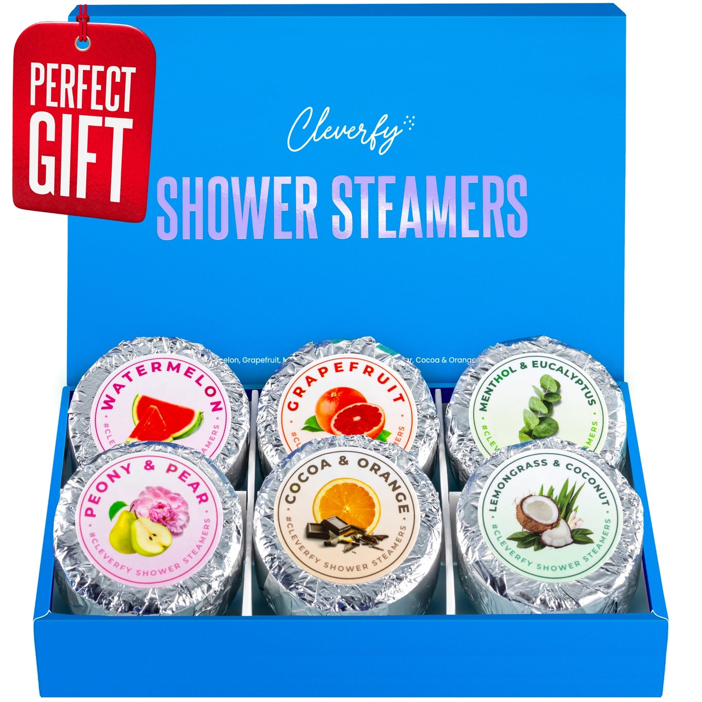 Cleverfy Blue (Mini) Gift Set of 6 Shower Steamers