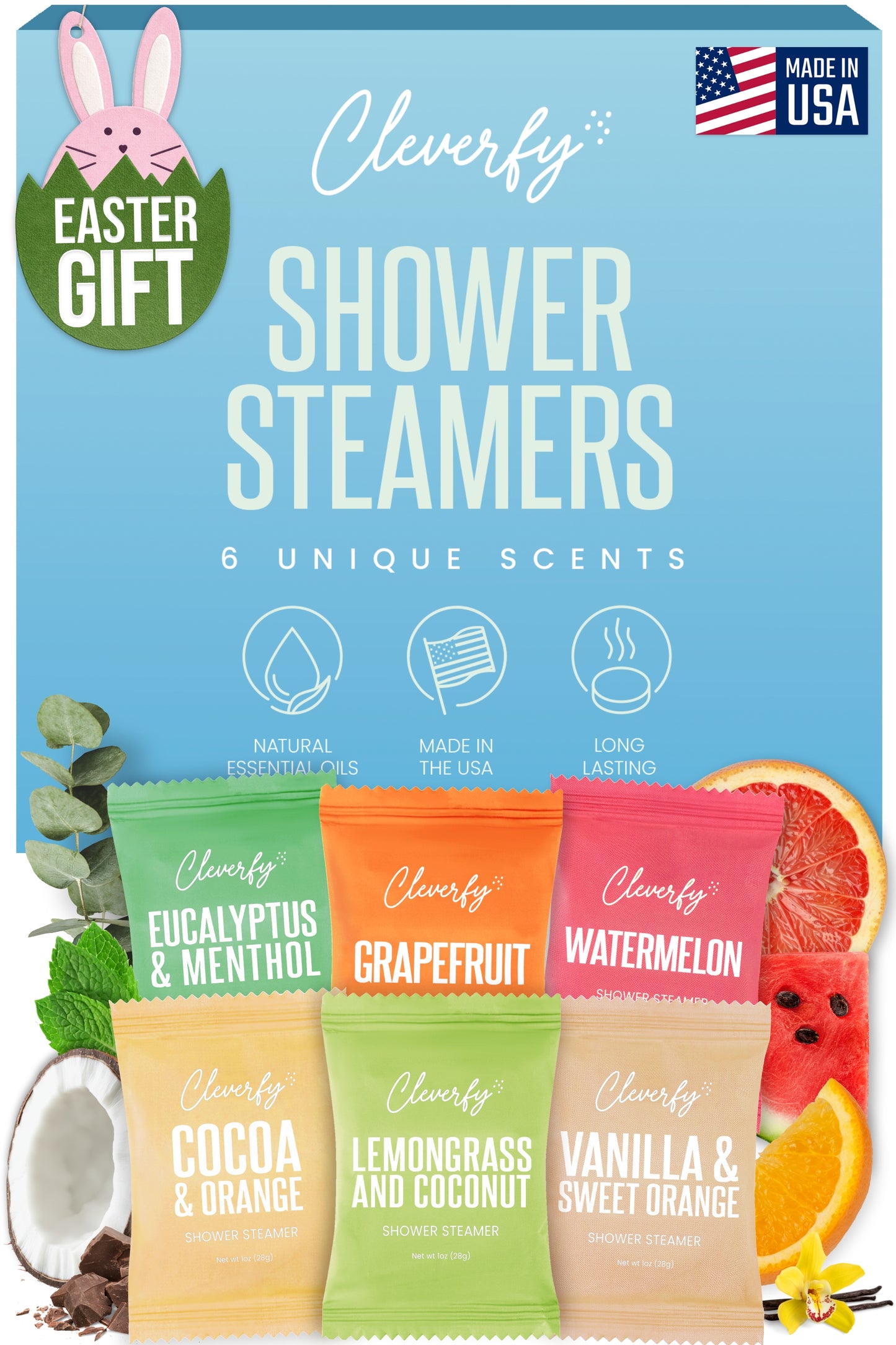 Cleverfy Blue Gift Set of 6 Shower Steamers