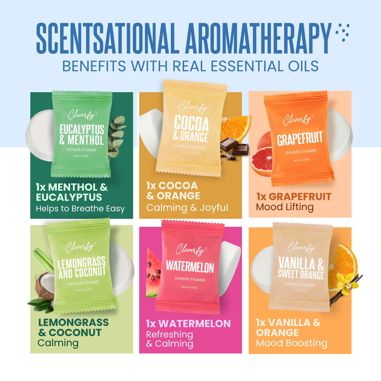 Cleverfy Blue Gift Set of 6 Shower Steamers