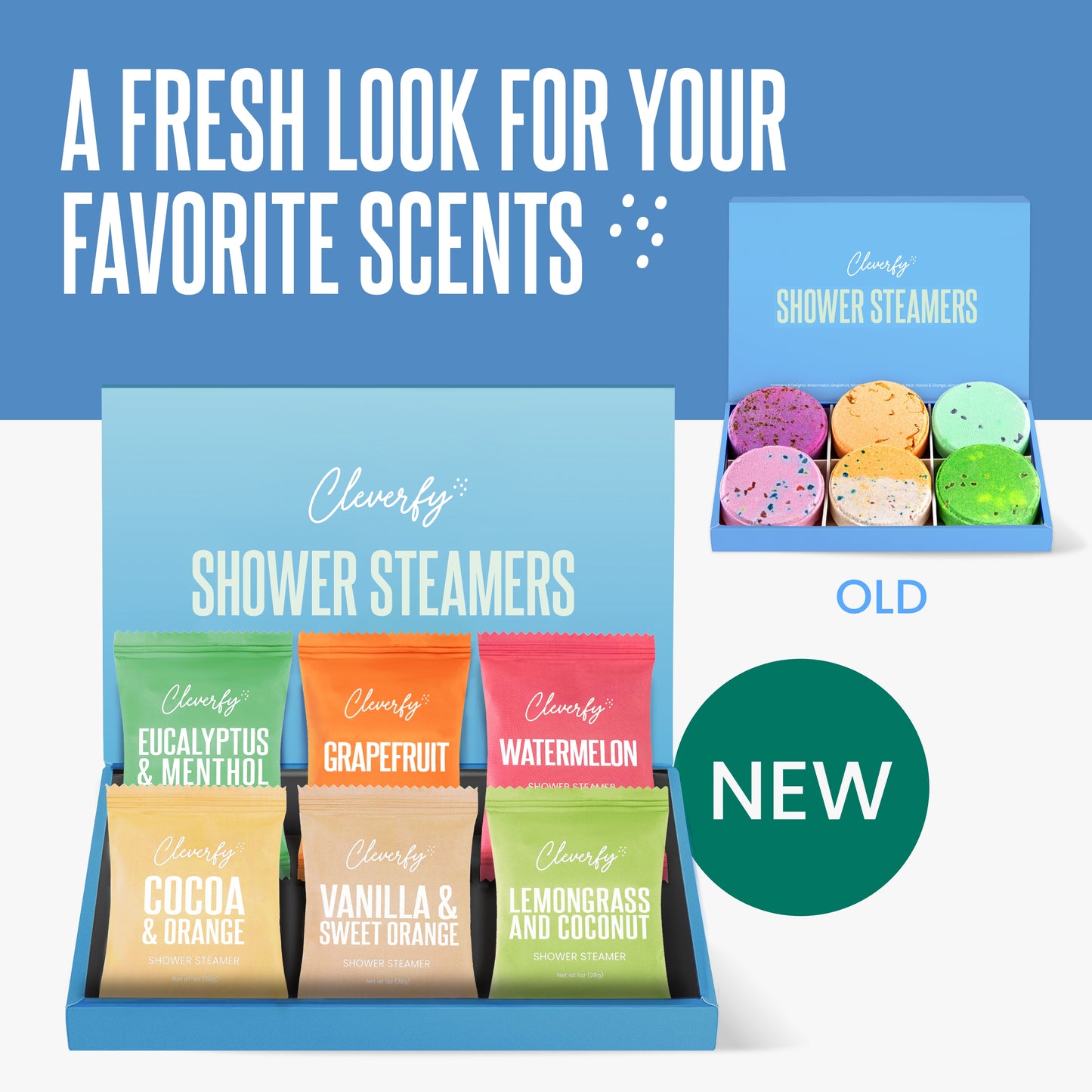 Cleverfy Blue Gift Set of 6 Shower Steamers