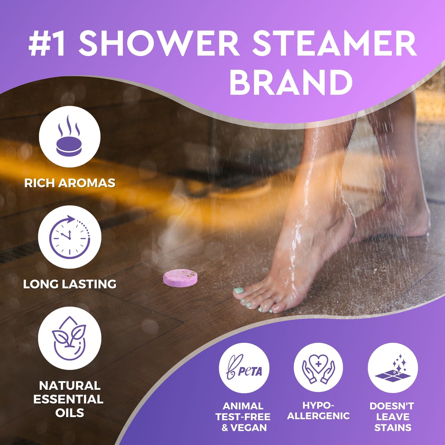 Cleverfy Purple Gift Set of 6 Shower Steamers