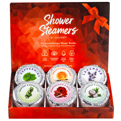 Cleverfy Compact Red Gift Set of 6 Shower Steamers
