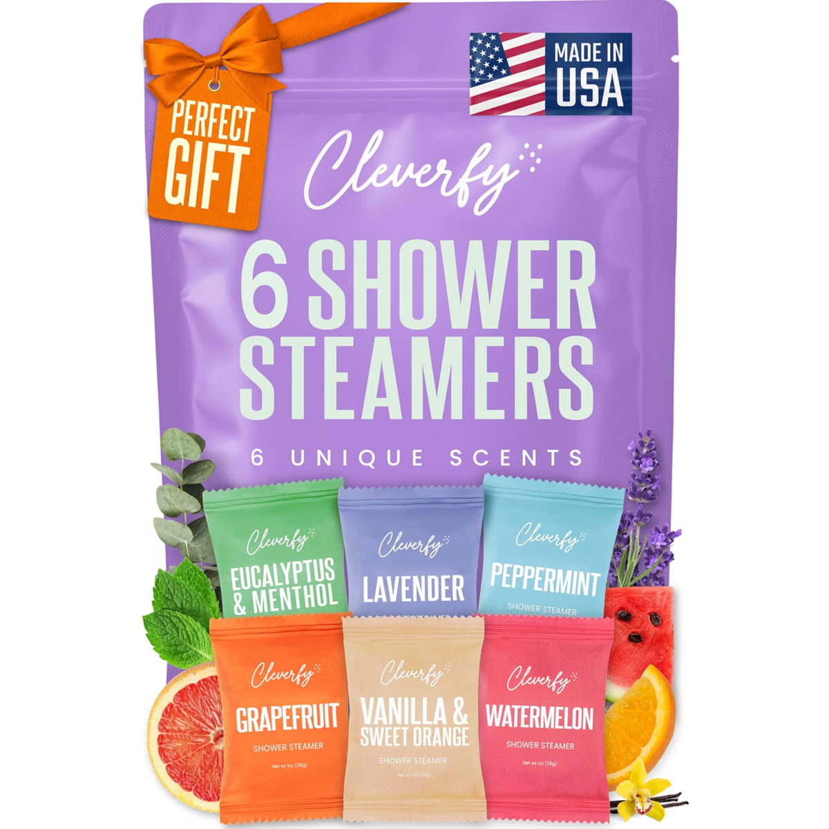 Cleverfy Purple Gift Set of 6 Shower Steamers