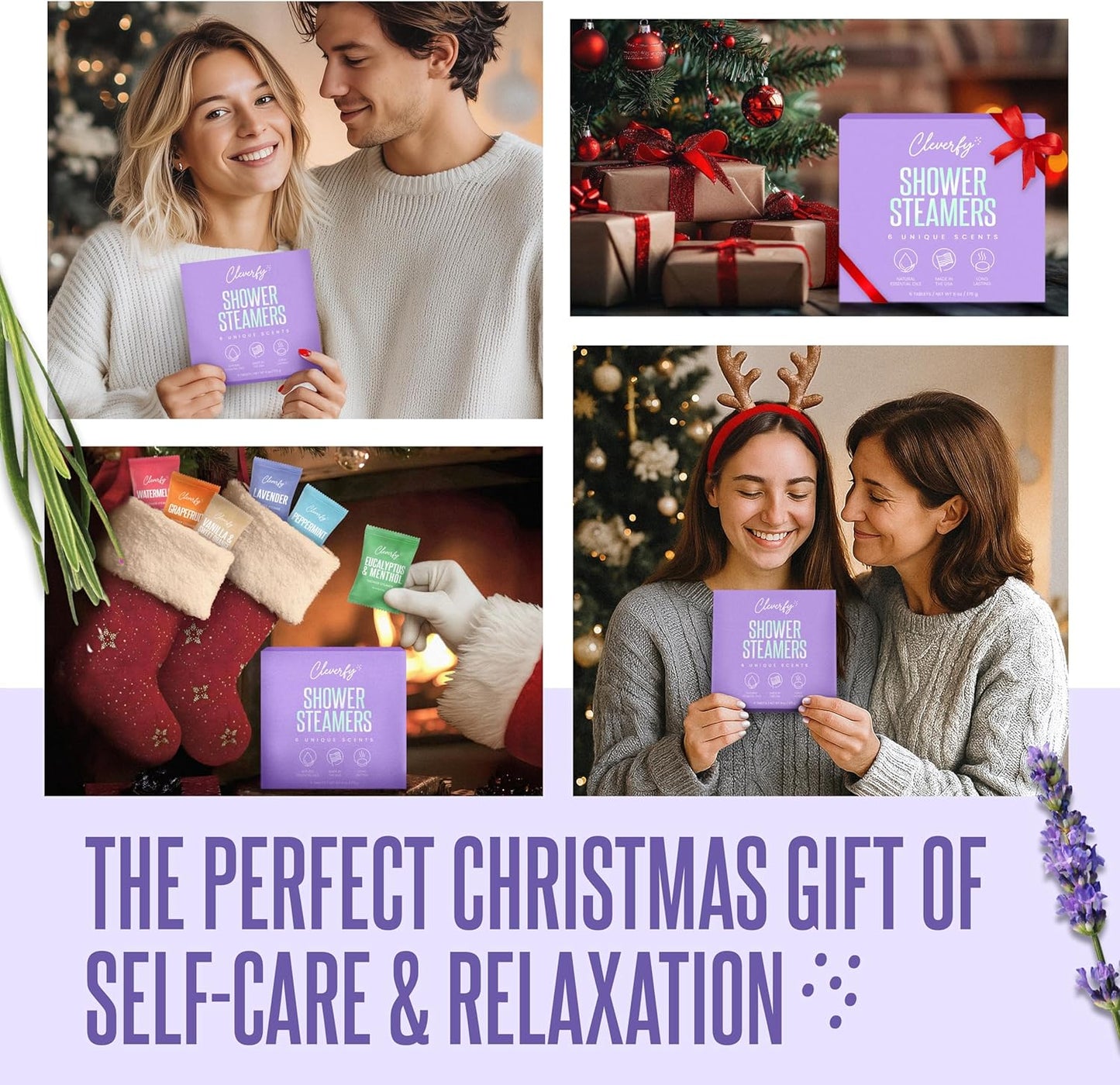 Cleverfy Purple Gift Set of 6 Shower Steamers